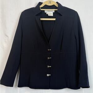 Carlisle Blazer Size 14 Navy Wool Silver Toggle Hardware Lined Career
